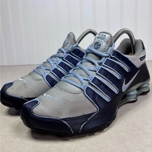 Rare Nike Shox NZ SL Gray Navy Y2K Running Shoes Womens Sz 9 2002 305586-042